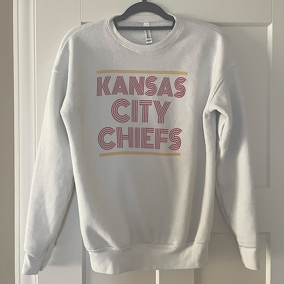 Bella Canvas Tops - Kansas City Chiefs White Fleece Sweatshirt